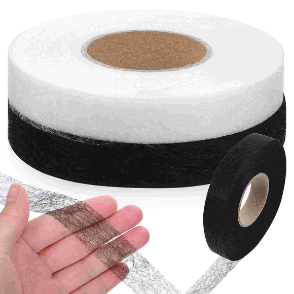 2 Rolls Adhesive Hem Tape Iron Double Sided No Sew Hemming Non-woven Fabric Heat Bond As Shown 7315.00X2.00X0.01CM