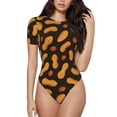 thumbnail image 1 of Balery Peanuts5 Body de cuello redondo de manga corta para mujer Tops de manga corta Tops básicos-Large, 1 of 7