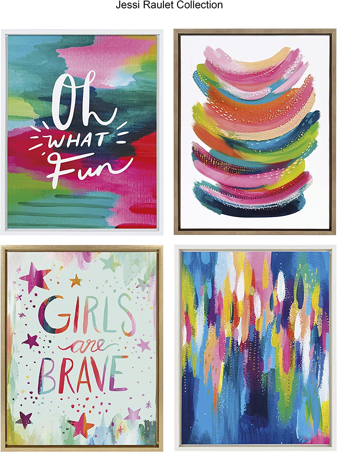 Kate and Laurel Sylvie Bright Abstract Framed Canvas Wall Art By Jessi Raulet Of EttaVee, 18x24 Gold, Decorative And Colorful Home Decor