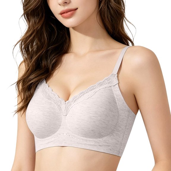Shrysg Women's Lace Seamless Racerback Bra with Straps and No Underwire for Comfortable Everyday Wear Purple