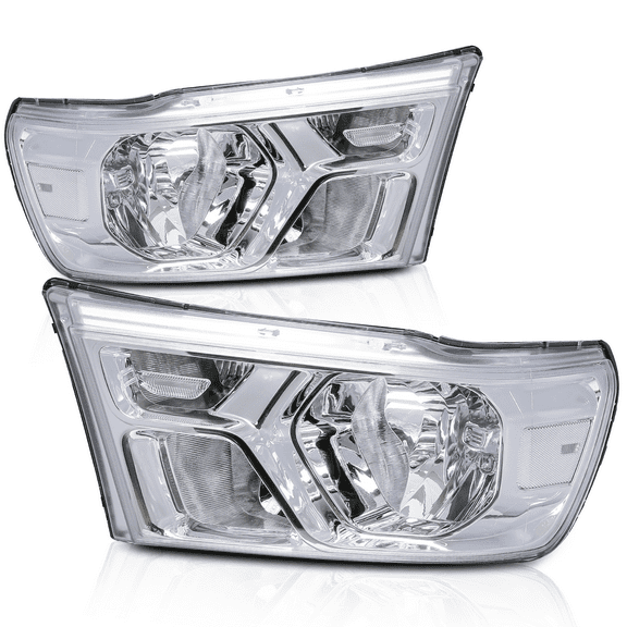 M-AUTO Pair LH RH OE Style Headlight Assembly Lamp for 2019-2022 Ram 1500 Halogen Model, Chrome Housing Clear Lens