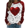 thumbnail image 2 of Viikei Sweatshirts for Women Plus Size,Ladies' Fashion Valentine's Day Printed Headless Shoulder Sleeve Long Sleeve Round Neck Top Red L, 2 of 5