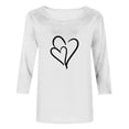 thumbnail image 4 of Plebaso Hauts Cœur pour Femmes Manches 3/4 Col Rond T-Shirts Décontractés Imprimé Pull Femmes 2025 Tee Blouses, 4 of 4