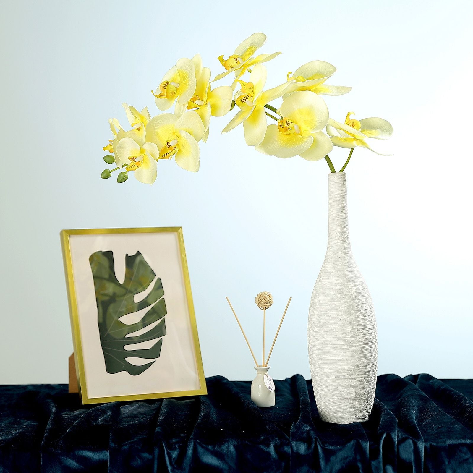 Efavormart 2 Stems - 40" Yellow Silk Orchids Stem - Artificial Orchid ...