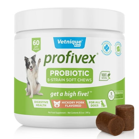 UPC: 0721093734114 | Vetnique Labs Profivex Probiotics Supplement for Dogs Soft Chews Daily Chewable Digestive Treats with Prebiotics – 60 Ct Pork Liver Flavor