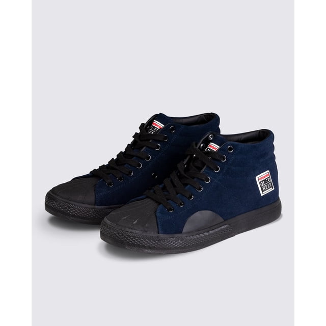VISION STREET WEAR Leather Suede High Top Sneakers Deep Navy