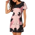 thumbnail image 2 of Balery Cute Axolotl Sakura Blossoms B Camisón de manga corta con cuello redondo para mujer, cómodo y elegante., 2 of 6