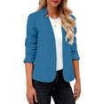 thumbnail image 6 of Jackets For Women Fall Fashion Business Casual Long Sleeve Notch Open Front Slim Fit Work Cardigan, Blue , Size S-5XL, 6 of 7