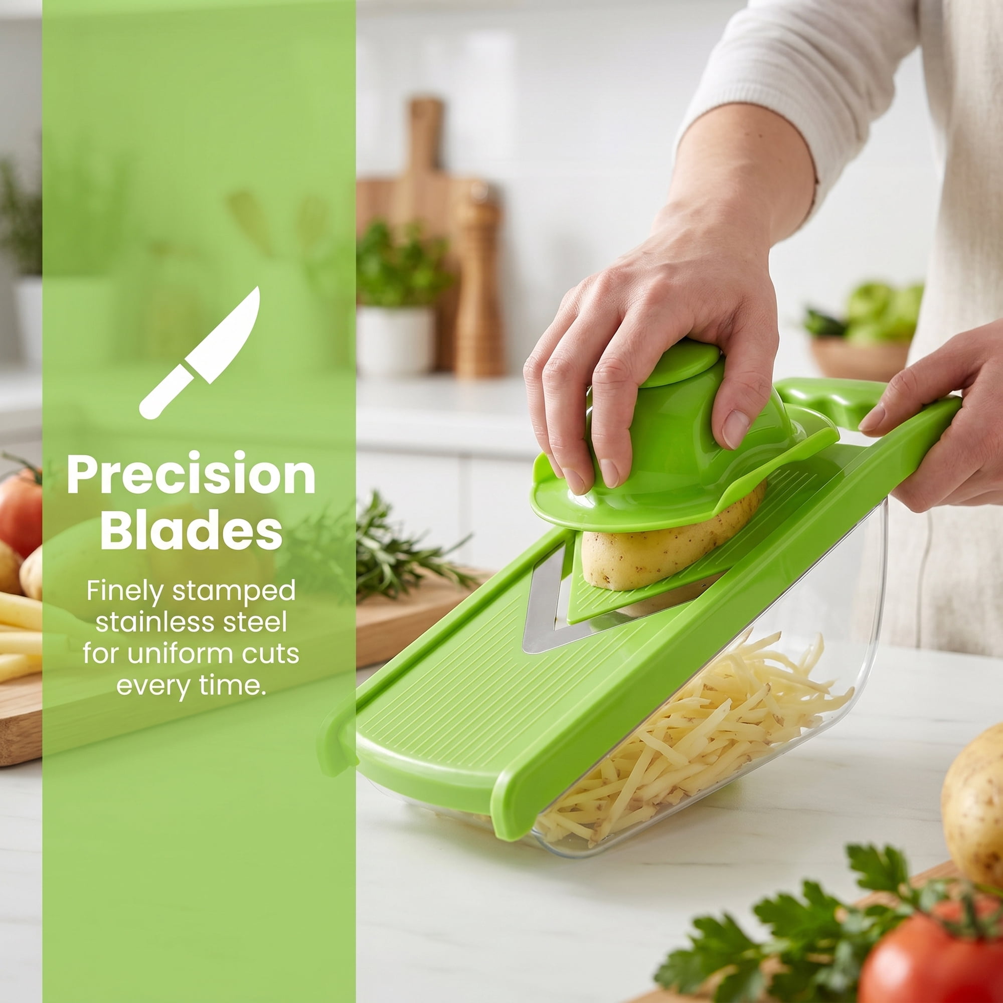 Unique Bargains Useful 4-in-1 Mandoline Slicer for Potato in Kitchen Green 11.6"x4.4"