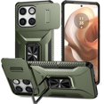 thumbnail image 1 of wonima11 for Motorola Edge 2025 Case, Moto Edge 2025 Phone Case with Ring Holder Kickstand, Built in Slide Camera Lens Cover, Military-Grade Drop Heavy Duty Shockproof Rugged Protective Cover, Green, 1 of 1
