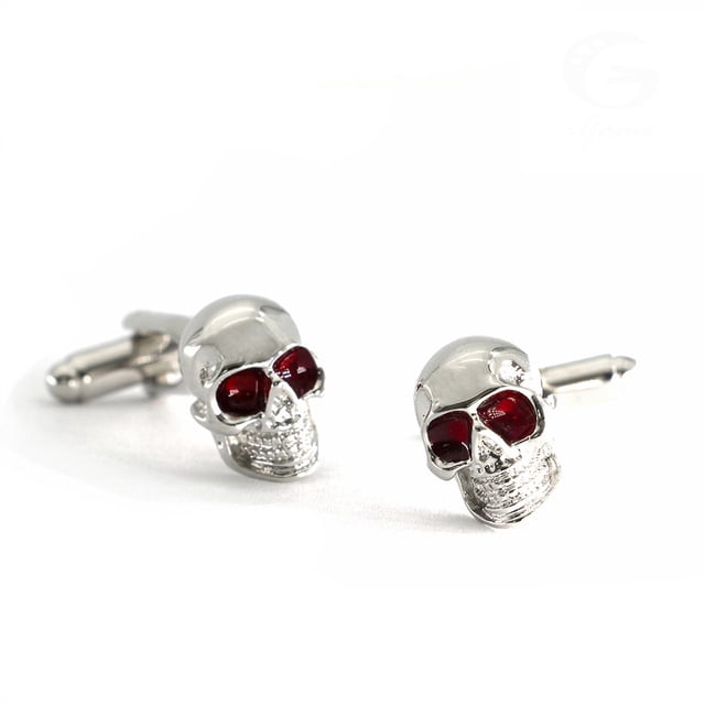 Gemelos con forma de calavera para hombre con ojos rojos inspirados en Halloween