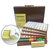 New Chinese Mahjong X-Large 144 Numbered Acrylic Tiles 1.5" Large Gold Tile with Carrying Travel Case Pro Complete Mahjong Game Set - (Mah Jong, Mahjongg, Mah-Jongg, Mah Jongg, Majiang)