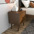 thumbnail image 6 of Pemberly Row Mid-Century Modern Solid Wood 2-drawer Night Stand in Brown, 6 of 6