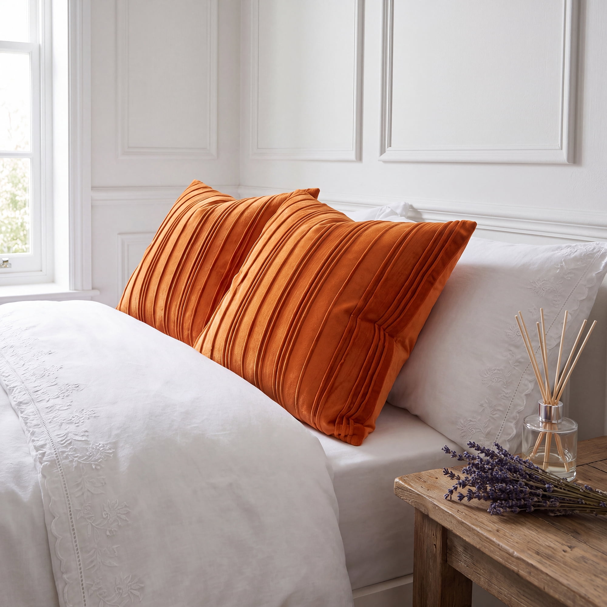Unique Bargains 2Pcs Textured Throw Pillow Covers Couch Cushion Cases Orange 18" x 18"