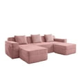 thumbnail image 5 of Newest Modular 3 Seat U Shape Sectional Boneless Sofa, Cloud Sectional Couch,Deep Seat, Modern Modular 3-Seat Sofa Couch,Throw Pillows,2 Movable Ottomans, Corduroy Fabric Pink, 5 of 11
