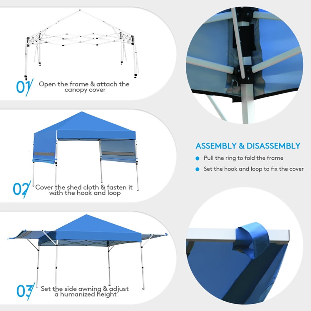 Aimee Lii 17 Feet x 10 Feet Foldable Pop Up Canopy with Adjustable Instant Sun Shelter, Backyard Canopy Gazebo, Blue Aimee Lii 17 Feet x 10 Feet Foldable Pop Up Canopy with Adjustable Instant Sun Shelter, Backyard Canopy Gazebo, Blue