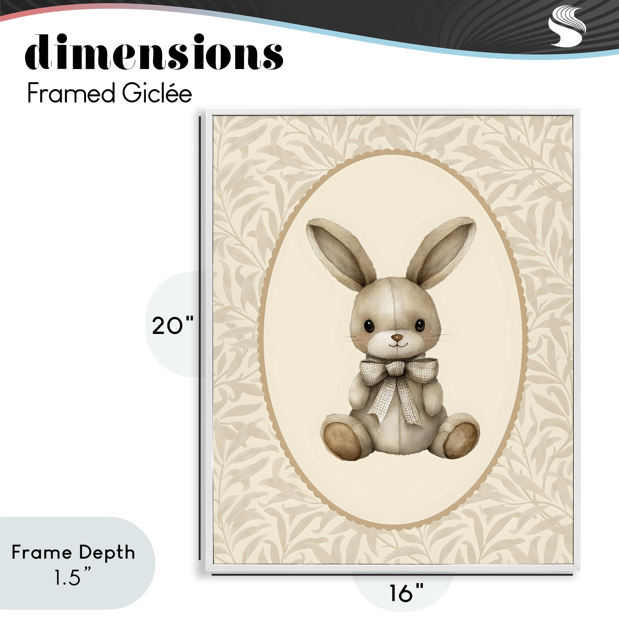 Stupell Industries Neutral Bunny in Oval Border White Framed Giclee Art, design by LSR Design Studio