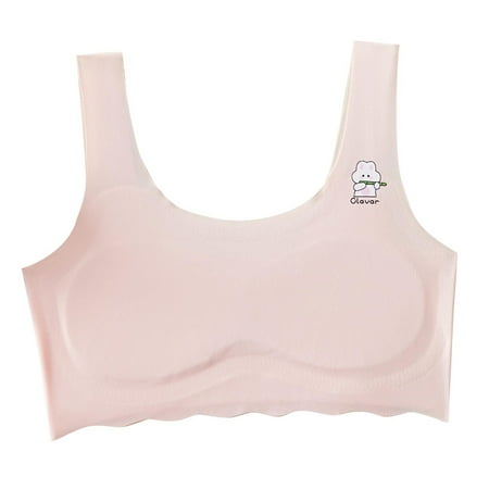 Girls Bras Silky Seamless Bra Cute Printed Padded Sports Bra Comfort Summer Cooling Bralette  Pink  11 Years
