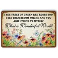 thumbnail image 1 of Vintage Garden Flower Metal Signs Inspirational Positive Quotes Tin Sign What A Wonderful World Wall Decor Plaque for Yard Outdoor Patio 8x12 inch, 1 of 5