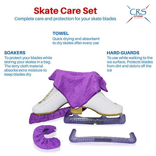 5 Pieces Ice Skate Guards Kit Ice Skating Guards and Soft Skate Blade Covers Blue Cleaning Towel for Figure Skating or Hockey 