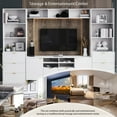 thumbnail image 4 of 4-Piece Oversized Media Storage Cabinet, Modern Multi-Function Entertainment Wall Unit with 13 shelves, 8 Drawers and 2 Cabinets, Large TV Stand for Living Room, for TVs Up to 70", White, 4 of 9