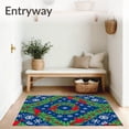 thumbnail image 3 of ODIKA 5'x7' Machine Washable Non-Slip Area Rug, Festive Holly Wreath Doormat with Cardinal Birds & Snowflake Accents High Traffic Rug with Pad, Blue, 734739, 3 of 8