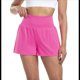 thumbnail image 1 of Pantalones Cortos Fluidos para Correr, para Mujer, para Entrenamiento, Atletismo, Gimnasio, Yoga, Cintura Alta, con Bolsillos, Verano. Rosa XL, 1 of 8