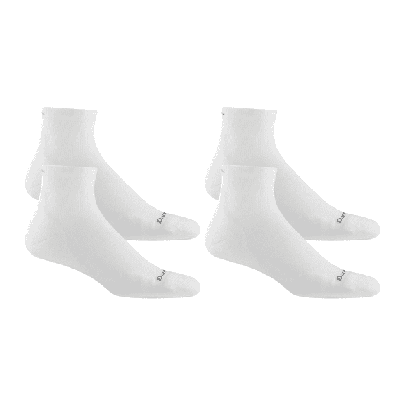 Darn Tough Men's Run Quarter Ultra-Lightweight Running Socks with Cushion, Medium Size, White (Pack of 2)