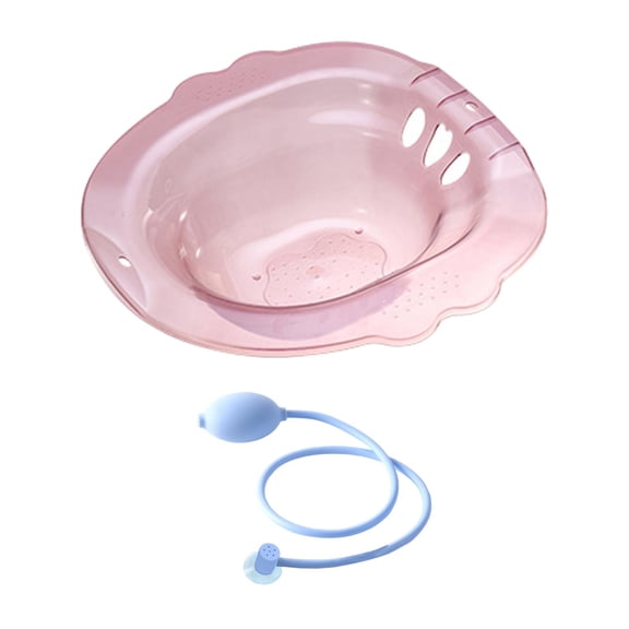 Elderly Toilet Seat Basin Woman Sitz Bath with Drain Holes Durable 39x39x12cm Anti Slip Avoid Squats for Standard Toilets and Commode Chair Red