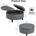 thumbnail image 2 of 30 Inch Large Round Ottoman with Storage, Modern Leather Ottoman Coffee Table with Lift Top, Upholstered Button Tufted Footrest Stool Toy Blanket Storage for Living Room, Gray, 2 of 8
