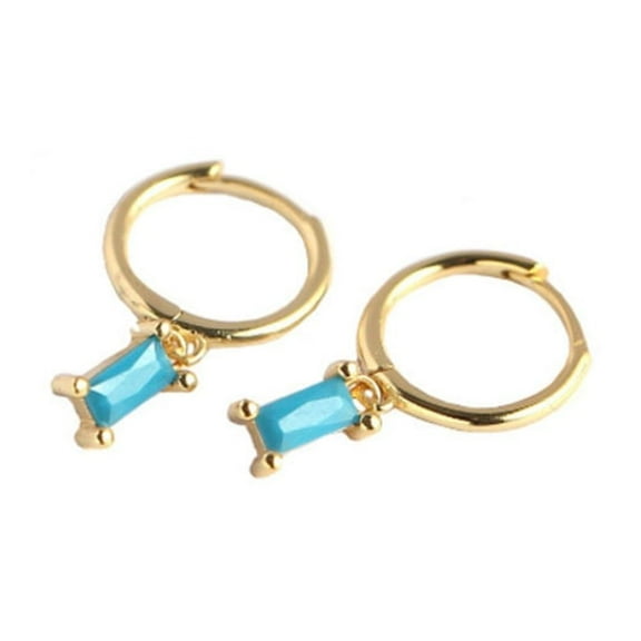 Tiny Dainty Baguette Hoop Dangle Earrings, Minimalist Hoop Earrings, Cute Sterling Silver Earrings, Gold Huggie Earrings, Best Gifts for Her