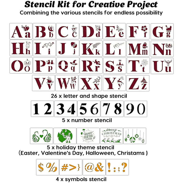 Mocoosy 40Pcs Large Letter Stencils for Painting on Wood - 6 inch