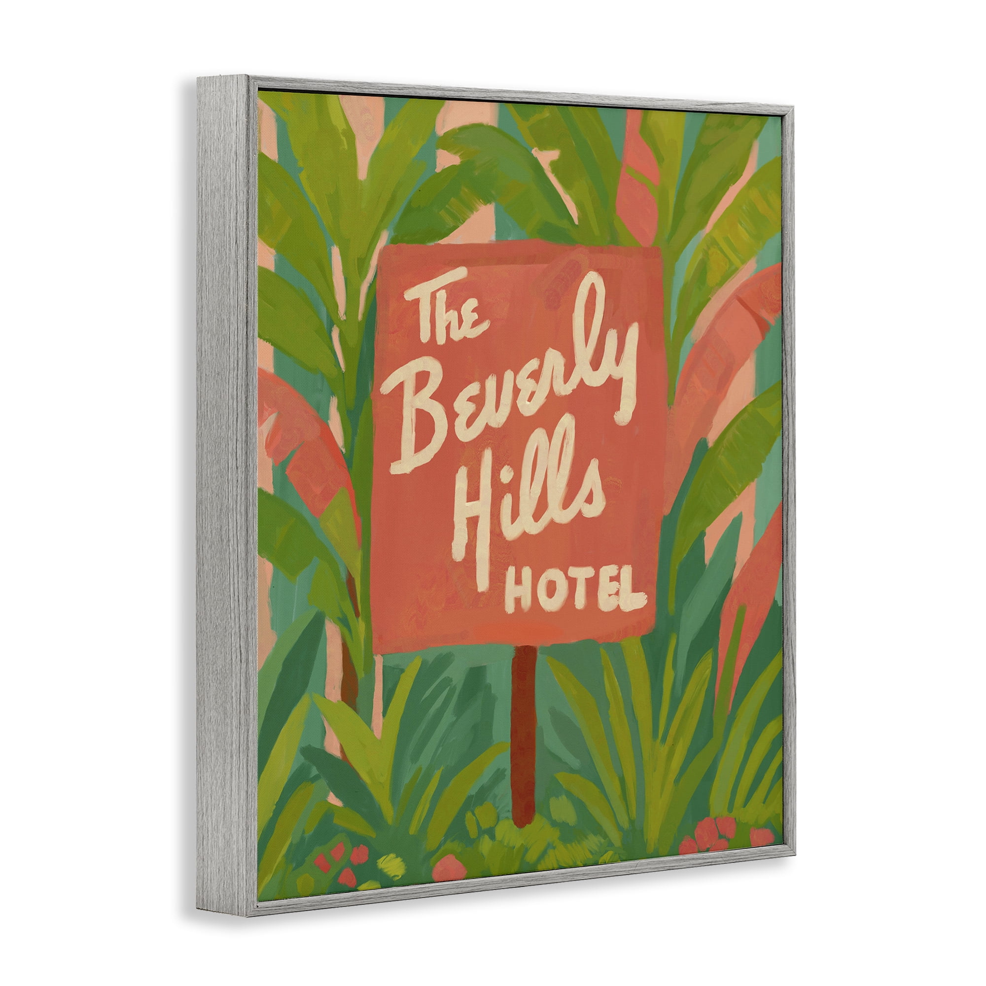 Stupell Industries Tropical Beverly Hills Hotel Gray Framed Giclee Art, design by Amelia Noyes