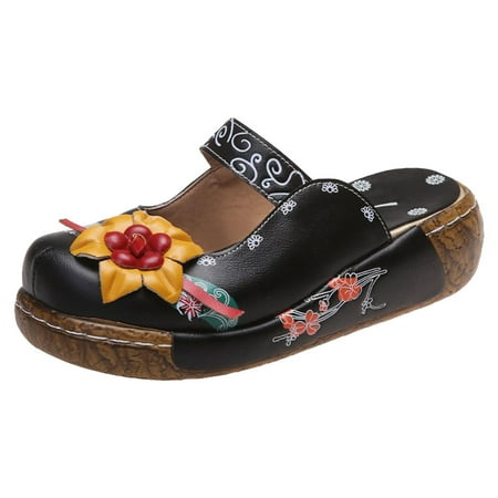 

Summer Savings Clearance! 2023 TUOBARR Sandals for Womens New Retro High Quality Flat Heel Platform Pump Women s Shoes Black 5.5