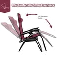 thumbnail image 4 of Yardi Yard 2 Pieces Folding Lounge Chair with Zero Gravity-Dark Red, Zero Gravity Chair Set of 2 Patio Folding Lounge Chairs, 4 of 7