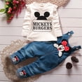 thumbnail image 2 of Conjunto de ropa de 2 piezas para niños, mono de manga larga de Minnie Mouse de Disney, color Beige, trajes informales de 1 a 4 años, otoño, 2 of 5