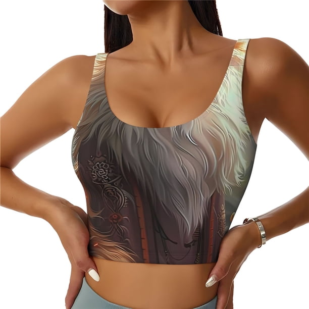 Balery Mystic Fox With Halo Sujetadores deportivos con espalda cruzada para mujer, acolchados, sin costuras, de alto impacto, ideales para yoga, gimnasio, entrenamiento y fitness.-Medium