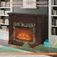 thumbnail image 4 of HZWDD 45" Electric Fireplace with Mantel, Fireplace Heater Freestanding, Realistic Stacked Stone Surround with Remote Control Timer LED Flame, 4 of 7