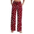 thumbnail image 2 of Posijego Women's Valentines Day Pajama Pants Wide Leg Elastic High Waist Heart Printed Lounge Pants with Pockets, 2 of 5