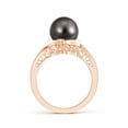 thumbnail image 2 of Angara Tahitian Cultured Pearl Solitaire Ring with Diamond in 14K Rose Gold for Women | June Birthstone Jewelry for Her, 2 of 7
