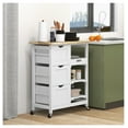 thumbnail image 2 of KWUXIN Dining Rolling Kitchen Island, White, with Wood Top, Shelves & Drawers, 2 of 9