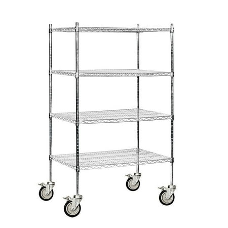 Salsbury Industries 9534M-CHR Wire Shelving - Mobile - 36 Inches Wide - 69 Inches High - 24 Inches Deep - Chrome