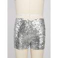 thumbnail image 2 of Linjinx Little Big Girls' Sparkle Spandex Tumbling Athletic Gymnastics Short for Sports Yoga Leotard Silver 110-120/11, 2 of 7