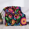 thumbnail image 3 of Honeii Colorful Floral Embroidery Mexican print throw blanket, crafted from cozy cotton flannel, offers versatile home decor as a bedding suitable for all seasons.-80"x60", 3 of 6