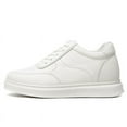 thumbnail image 2 of CMR CHAMARIPA Men's Shoes With Higher Heels - White Leather Elevator Shoes That Make You Taller 9CM / 3.54 Inches, 2 of 9