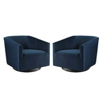 Modway Twist Swivel Chair Performance Velvet Set of 2 in Midnight Blue
