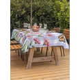 thumbnail image 2 of Pink Flowers Outdoor Tablecloth - 54x80 Inch Rectangle Dining Table Cover, Spring Floral Butterfly Leaves Plants Blue Plaid Waterproof Outdoor Table Cloth with Umbrella Hole & Zipper for Picnic/Patio, 2 of 7