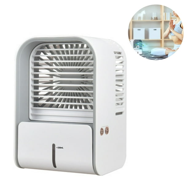 Mini aire acondicionado móvil enfriador de aire/humidificador/ventilador USB con tanque de agua y enfriador de aire de velocidad ajustable, aire acondicionado para el hogar y la oficina Vhermosa 5*5*5cm