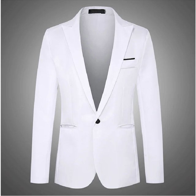 Men's Lightweight Casual Blazer Single Button Regular Fit Black Size Medium