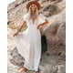 thumbnail image 1 of Verano Sexy mujer playa cubrir vestido con cuello en V largo Maxi vestido túnica Pareo traje de baño traje de baño ropa de playa, 1 of 5